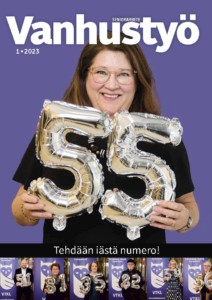 Vanhustyö-lehden 1/2023 kansi. Tehdään iästä numero.