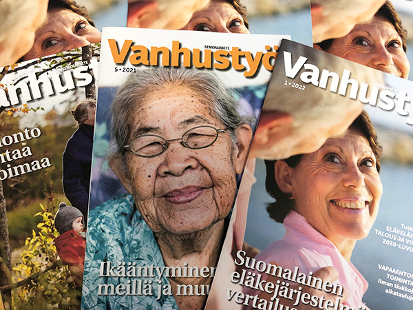 Vanhustyö-lehtien kansikuvia.