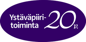 Ystäväpiiri-toiminta 20 vuotta. Juhlavuoden logo.